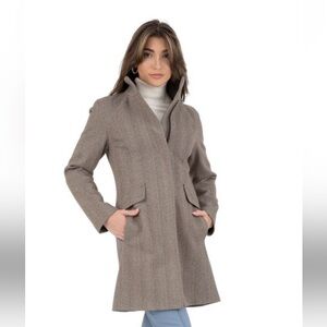 Nine West NWT Taupe and Brown Herringbone Coat XL